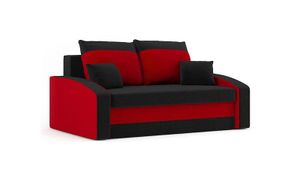 Sofa HEWLET 150 x 90 mit Schlaffunktion - Schlafsofa mit Bettkasten - Farben zur Auswahl - STOFF HAITI 17 + HAITI 18 Schwarz&Rot