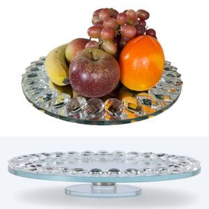 Servierteller rund und drehbar aus Glas - Drehteller, Obstteller, Tortenplatte, Kuchenplatte, Servierplatte