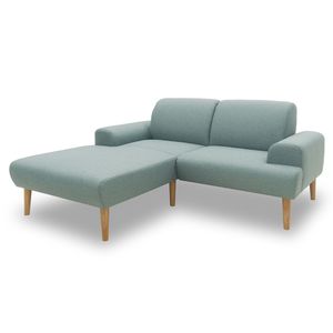 DOMO collection Ecksofa Eckcouch Couch Sofa Federkernsofa L-Form Federkern Sines, Farbe:Eisblau, Recamiere links