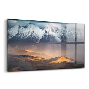 Obraz z tvrdeného skla - Maľovanie Stien - Temperované Sklo - 120x60 cm - Tatry v zime panoráma