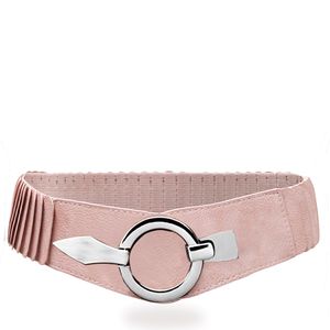 Glamexx24 Damen Taillengürtel Elastischer gürtel 6cm breiter Hüftgürtel silberner Ring rosa-Farbe: Rosa -Größe: 85cm ( Taillenweite 76-108cm )
