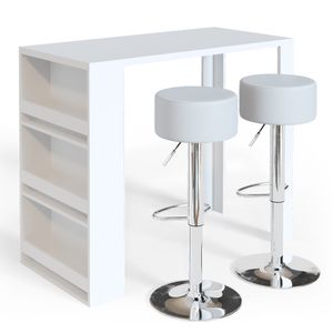 Súprava barového stola Livinity®, 117 x 57 cm s 2 barovými stoličkami, biela