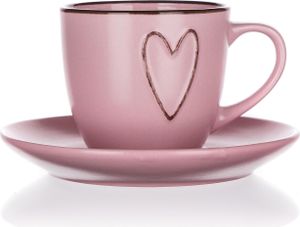 šálka + podšálka 260ml HEART ROSE keramika