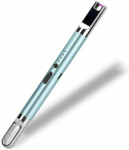Lichtbogen Feuerzeug USB aufladbar winddicht flammlos Batterie Anzeige Plasma Blau