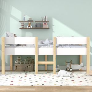 Postel Fortuna-Lai Dětská postel s ochranou proti vypadnutí, masiv borovice 90x200 cm-bílá a dub (90x200cm bez zásuvky)