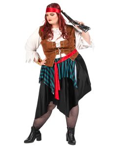Piraten-Kostüm in Übergrösse Karnevalskostüm in XXL für Damen schwarz-blau-rot
