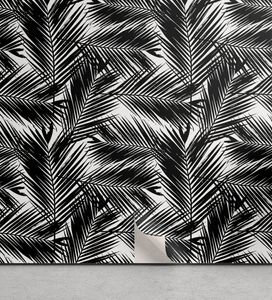 ABAKUHAUS Schwarz und weiß abziehbare & klebbare Tapete für Zuhause, Fan Palm Leaves, selbstklebendes Wohnzimmer Küchenakzent, 33 cm x 250 cm, Anthrazit grau