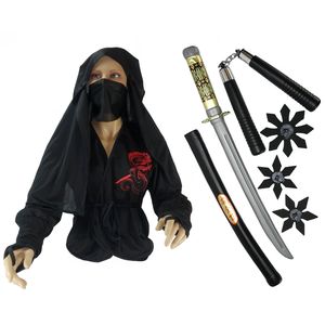 Ninja Kinder Kostüm-Set mit Zubehör / Größe: M / 134-140 (8-9 Jahre)