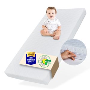 Kindermatratze 70x140 cm mit waschbarem Bezug Matratze Baby Kinder 10 cm hoch, optional mit Spannbettlaken aus 100% Baumwolle, Wendematratze eco5 Zert