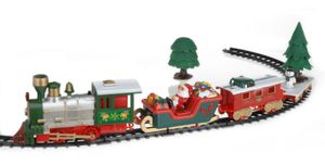 Weihnachtszug mit Musik und Beleuchtung - 22-teilig - Deko Zug mit Lokomotive, Waggons und Schienen