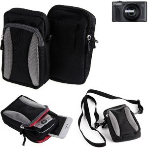 K-S-Trade Fototasche kompatibel mit Canon PowerShot SX730 HS Gürtel-Tasche Holster Umhänge Tasche Kameratasche, schwarz-grau Brust-Beutel