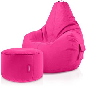 Green Bean Sitzsack mit Rückenlehne + Hocker "Cozy+Stay" 80x70x90cm - Gaming Chair mit 230L EPS Perlen Füllung - Pink