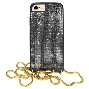 mtb more energy® Handykette Star für Apple iPhone 8, 7, 6S, 6 (4.7'') - Silber - Smartphone Hülle zum Umhängen mit Metallkette - Glamour Party Outfit Accessoire