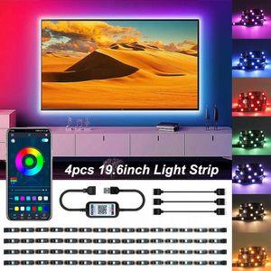 Led Strip 2m (4*50cm), Led Streifen Bluetooth, Musik-Sound-Sync, 16 Millionen RGB Led Band Klebe Led Stripes USB TV Hintergrundbeleuchtung Leiste