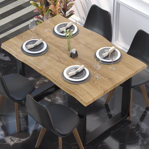 PERU | Bistro Tischplatte Baumkante | 120x70cm | Eiche | Gastro Massivholzplatte