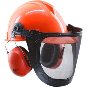 Waldarbeiterkopfschutz Kopfschutz Helme Waldarbeiter-Helmset orange