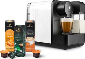 Tchibo Cafissimo "milk" Kaffeemaschine Kapselmaschine inkl. 30 Kapseln für Caffè Crema, Espresso, Kaffee und Milchspezialitäten, Weiß