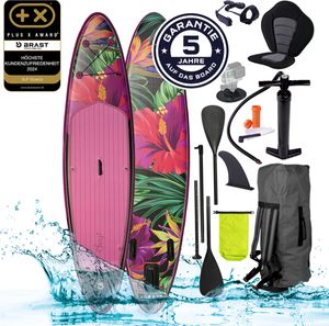BRAST SUP Board Lady   Aufblasbares Stand up Paddle Set für Frauen   300cm viele Modelle   inkl. Sonderzubehör   2in1 Paddel Kajak-Sitz Action-Cam-Halterung Fußschlaufe Pumpe Rucksack   Tropic 300