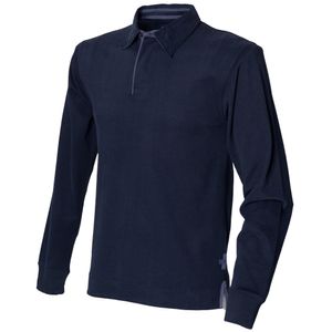 Front Row Herren Rugby Polo-Shirt, Langarm RW491 (Large) (Marineblau)
