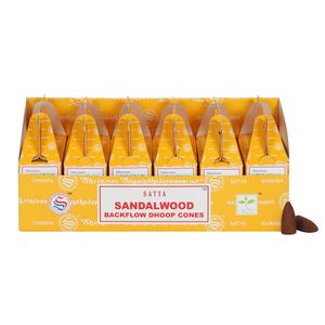 Sandelholz -Backflow -Dhoop -Zapfen von Satya (Packung von 6)