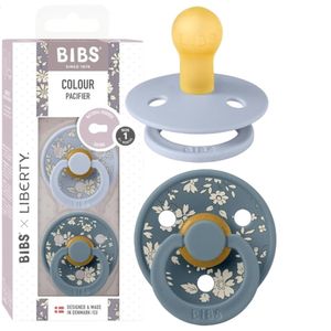 BIBS Liberty Beruhigungssauger Schnuller Hevea Kautschuk Naturform 2er Pack Capel Dusty Blue S