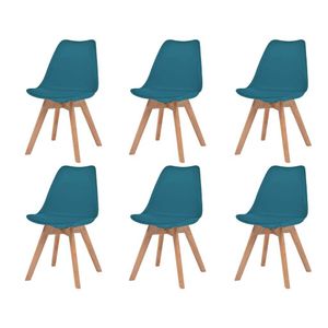 FURNITURE- Esszimmerstühle Set 6 Stuhl Esszimmer/Küchenstuhl Landhaus/150 kg/Kunstleder Türkis Cloris&3952