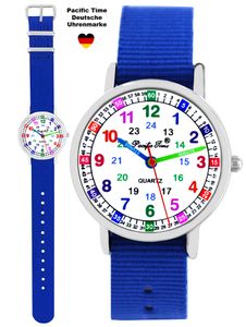 Pacific Time Lern Armbanduhr Jungen Durchzugsarmband royalblau 10911