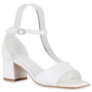 VAN HILL Damen Klassische Sandaletten Blockabsatz Abend-Schuhe 840342, Farbe: Weiß, Größe: 38