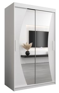 Kleiderschrank, Schiebetürenschrank Schlafzimmer, Schrank mit Spiegel WAVE 120 cm