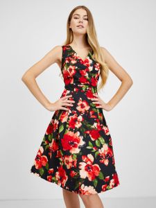 Rotes und schwarzes Damen-Blumenkleid ORSAY - 36