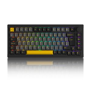 Akko 5075S Schwarz & Gold RGB Mechanische Gaming Tastatur ISO-DE Linearer Schalter