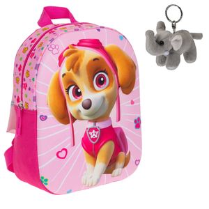 Rucksack Mädchen Kinderrucksack Fabrizio Paw Patrol 3D Kindergartenrucksack Tasche backpack ab 3 Jahre  20630-2100 3D Pink Skye + Elefant-Anhänger