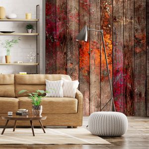 PURO TAPETE selbstklebend 10m Wandtattoo dekorative Möbelfolie Dekorfolie Fotofolie Panel Wandaufkleber Wandposter Wandsticker - Rot Holz Farbe Holzoptik f-A-0700-j-a