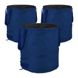 relaxdays 3er Set Pop Up Laubsack 85 L blau