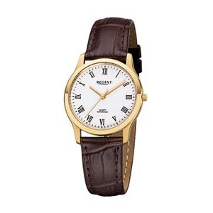 Regent Leder Damen Uhr F-1074 Quarzuhr Armband braun D2URF1074