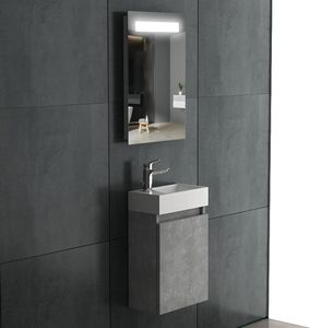 Badmöbel Set mit LED Badspiegel Waschbecken mit Unterschrank Gäste WC Waschtisch, weiß