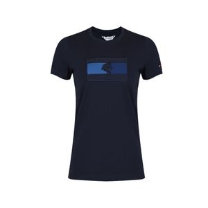 Tommy Hilfiger Equestrian Embroidery Logo T-Shirt Style kurzarm Damen Desert Sky FS/22, Größe:M