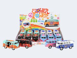 Flower Power Bus 10cm Metall Rückzug Licht/Ton 4f