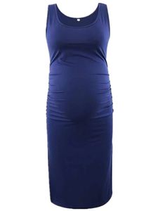 Damen Umstandskleider Bequemes Stillkleid Dehnbarer U-Ausschnitt Schwangerschafts Kleid Blau,Größe L