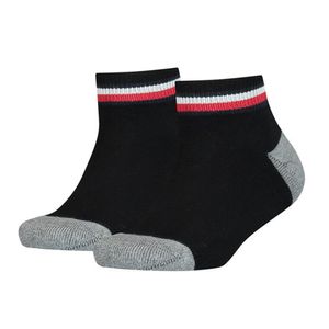 TOMMY HILFIGER Kinder Quarter-Socken, 2er Pack - ICONIC SPORTS, Frottee-Sohle Schwarz 39-42