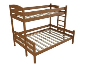 Patrová postel s rozšířeným spodním lůžkem PPS 001 (Rozměr: 90/140 x 200 cm, Umístění žebříku: vpravo, Barva dřeva: moření dub)