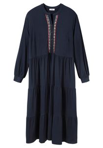 sheego Damen Große Größen Jerseykleid im Boho-Stil, mit Stufenrock Jerseykleid Citywear feminin Rundhals-Ausschnitt Pailletten bedruckt