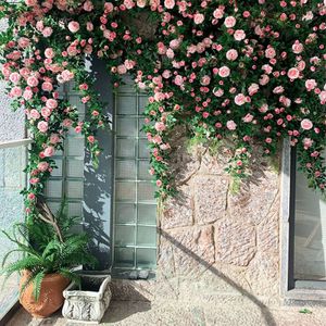 140cm Kunstpflanzen Künstliche Rose Blumengirlande Hängepflanzen Künstliche Weinrose Rosa Rose Blumen Hängendes Dekor Wand Hochzeit Dekoration
