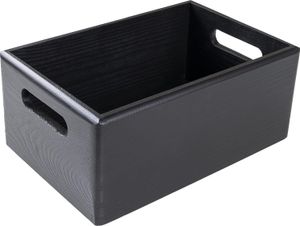 Creative Deco Čierna drevená prepravka na ovocie | 30x20x13cm (+/-1cm) | s držadlami | bez veka | drevená prepravka drevená prepravka drevená prepravka | na dokumenty cennosti