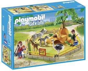 Playmobil 5968 City Life Wildtiergehege Tiergehege im Zoo 3 Figuren 7 Tiere Set
