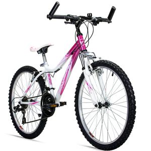 Bergsteiger Verona 24 Zoll Kinderfahrrad, geeignet für 8, 9, 10, 11 Jahre, Shimano 18 Gang-Schaltung, Mountainbike mit Gabel-Federung, Mädchen-Fahrrad