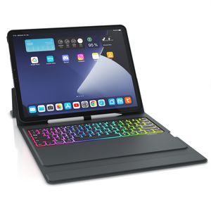 Aplic Bluetooth Tastatur kompatibel mit iPad Pro 12,9 Zoll - Gen 3 + 4 – 500 mAh Akku - inkl. Hülle - Tablet Keyboard kompatibel mit Apple Layout - Schutzhülle - beleuchtete Tastatur