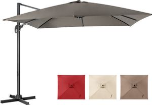 COSTWAY Sonnenschirm 300x300cm, Ampelschirm mit Kurbel, Gartenschirm neigbar, 360° drehbar, großer Terrassenschirm, Marktschirm, Grau