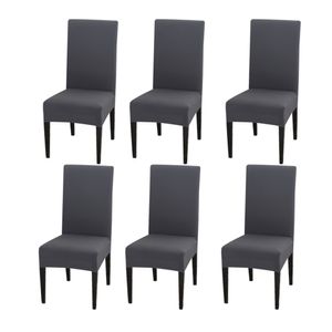 6er Set Stretch Einfarbig Stuhlhusse, Moderne Elastische Stuhlbezug für Zuhause Küche Hotel, Dunkelgrau