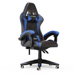 Bigzzia Bürostuhl, Gaming Stuhl, Gaming Sessel, Schreibtischstuhl, Ergonomisches Design mit Kissen, bis zu 110 kg, Blau